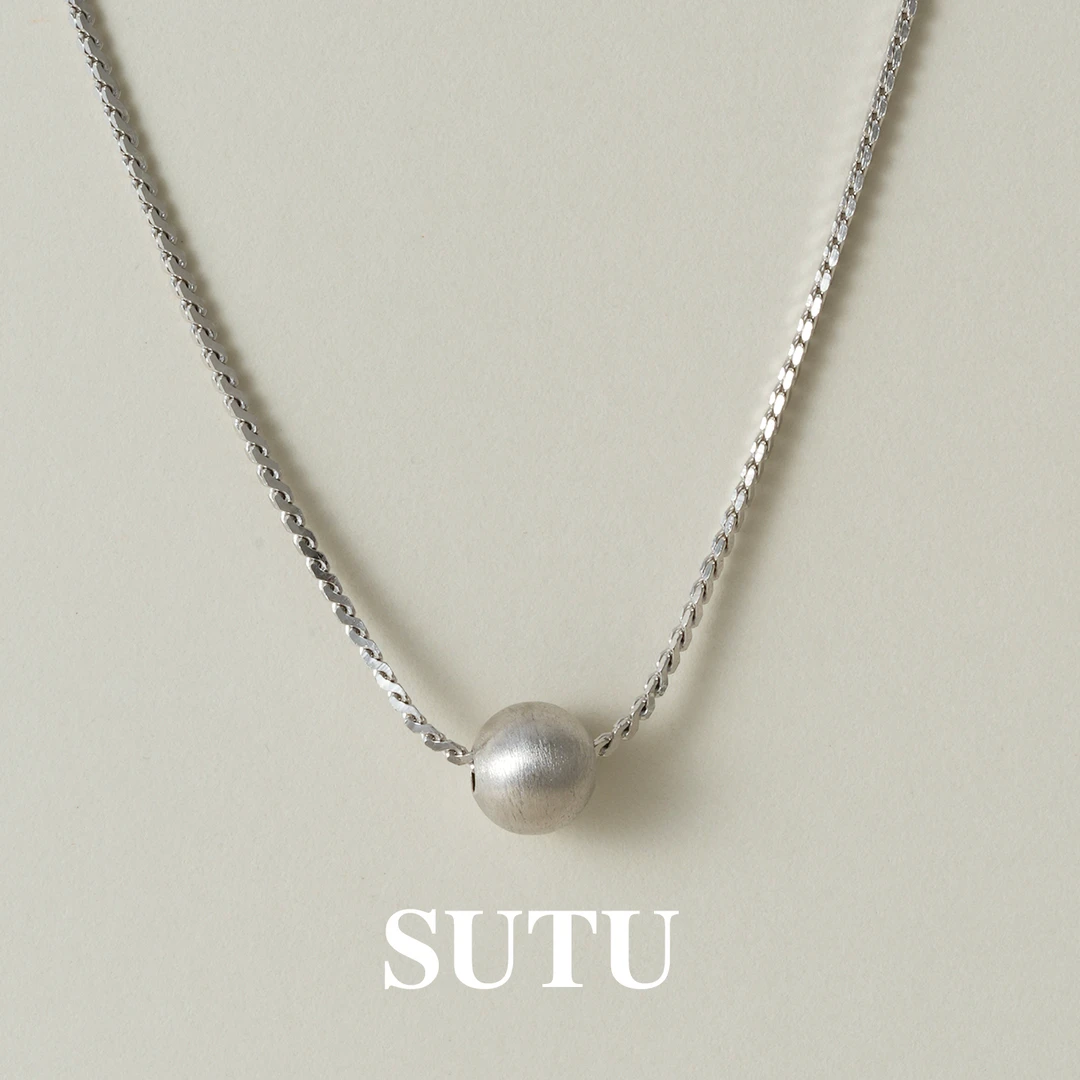 坠链均925银 拉丝圆球项链时尚简约小众设计锁骨链轻奢气质高级