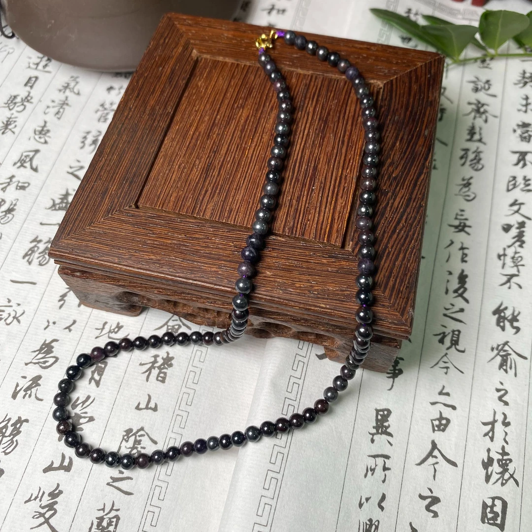 南非老矿料苏纪石舒俱来圆珠项链 多样性发一 S949 宽4m+ 重16g+