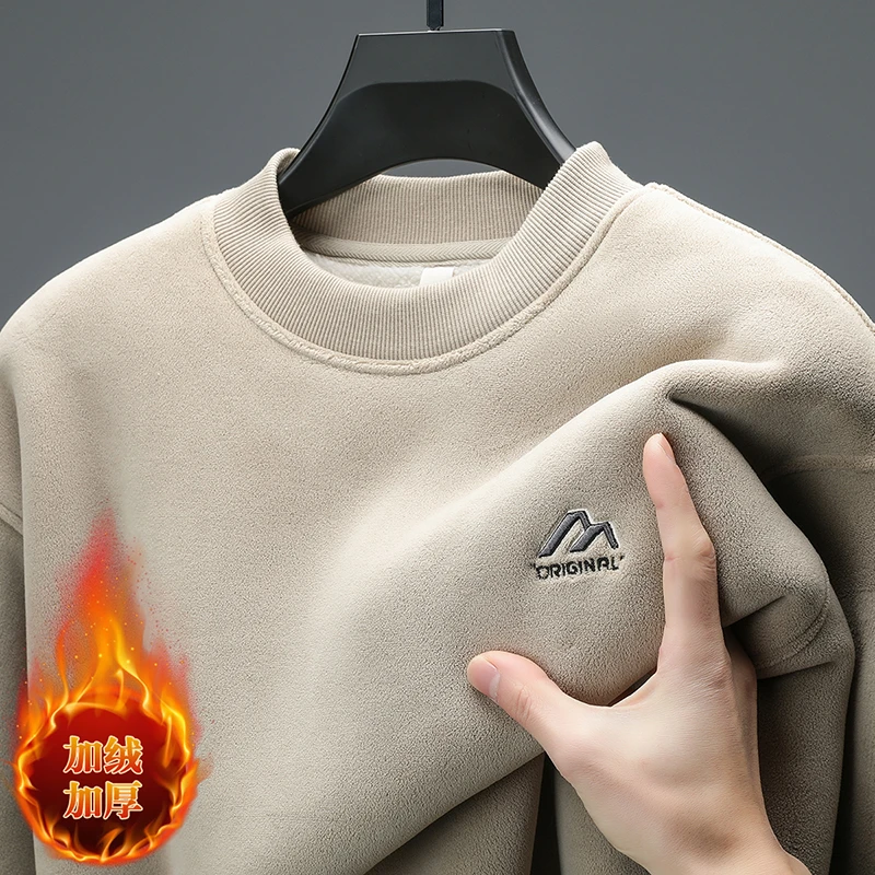 【羊奥绒】超级厚实男士套装秋冬季防寒-10度驾驭圆领卫衣长袖