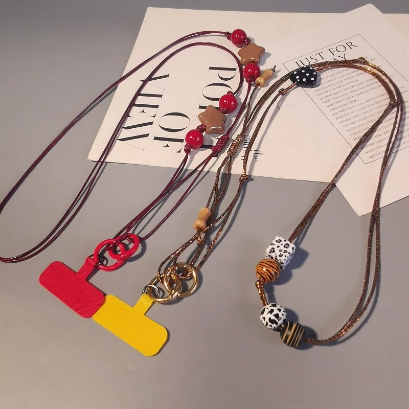 手机挂绳长款斜挎肩背带挂件时尚串珠手机链户外出行结实防丢挂链