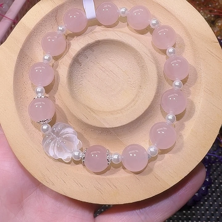 石英质玉未镶嵌手链天然粉晶手链10mm