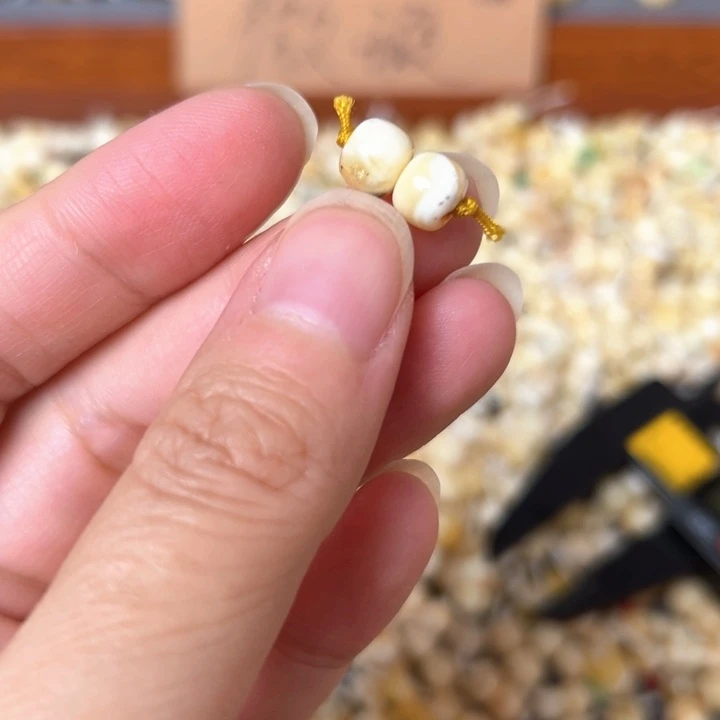 蜜蜡未镶嵌裸石6.9mm一对