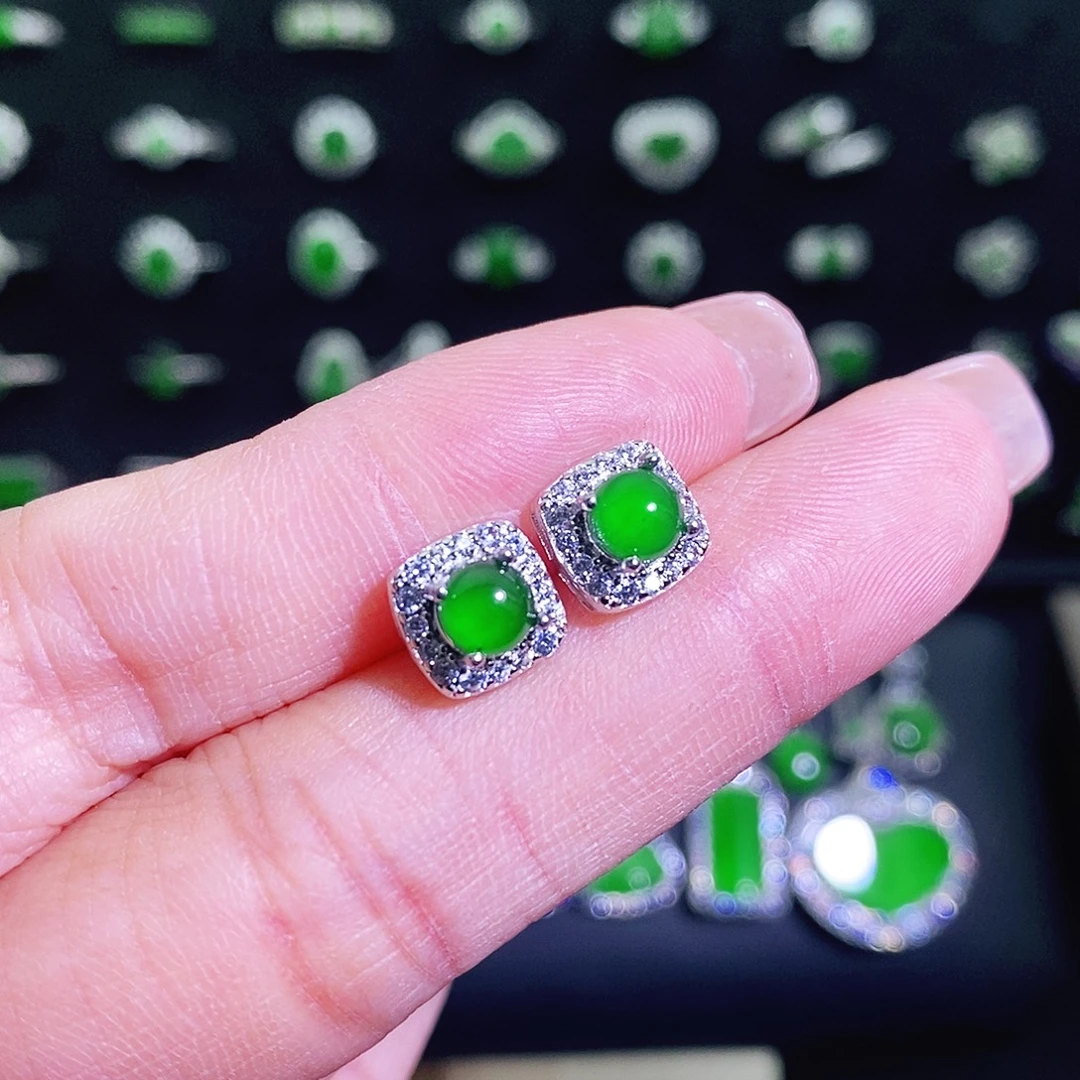 翡翠银S925镶嵌耳饰多样性