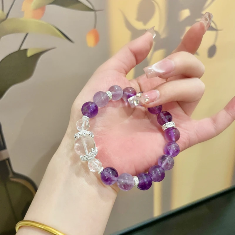 【自此不渝】+10mm紫水晶+白水晶原创设计天然水晶多样性TY111