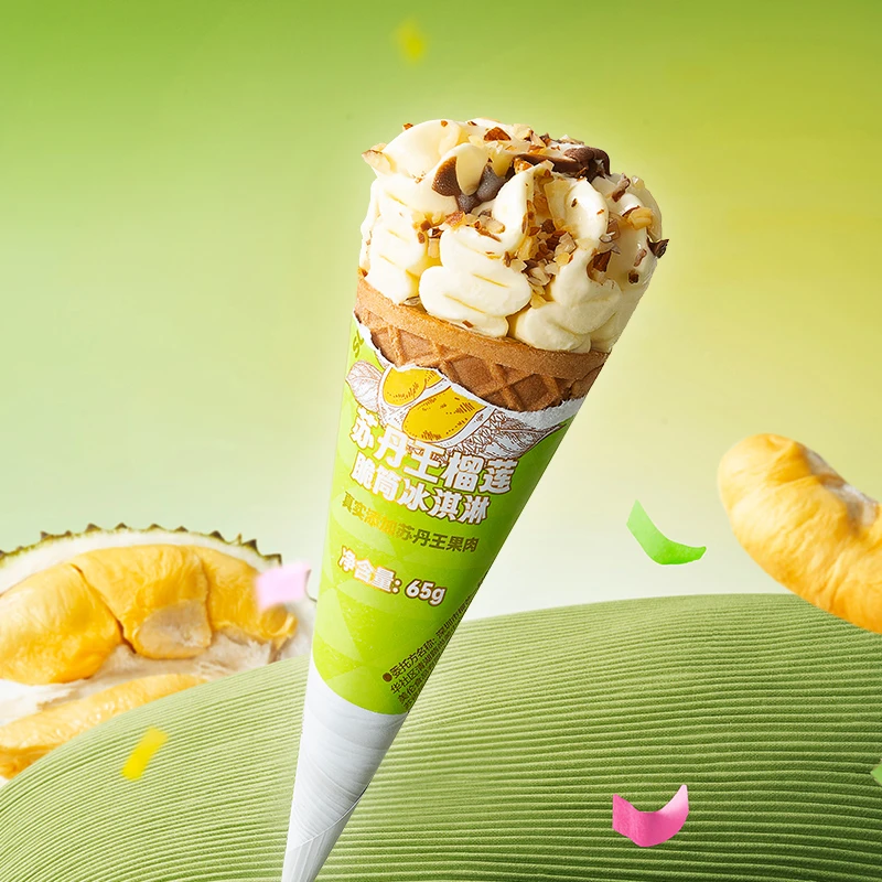 榴芒一刻苏丹王榴莲脆筒网红雪糕