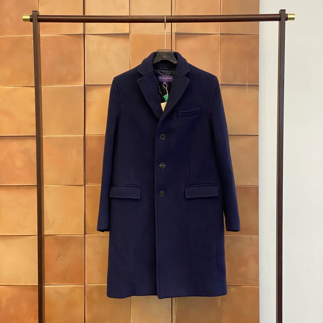 Ralph Lauren 蓝色羊绒呢棉大衣/紫标高端线/38R码/99新/29099