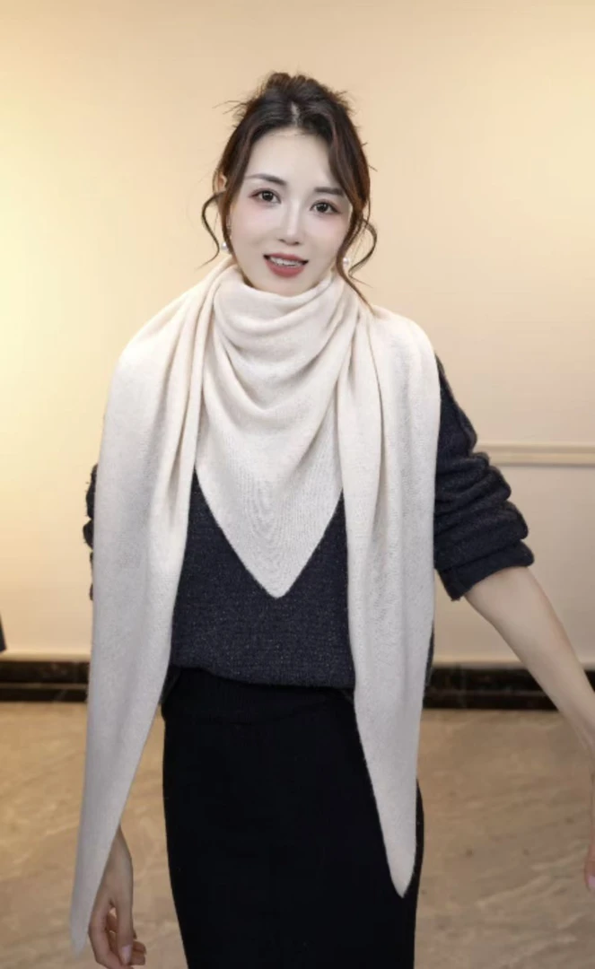 【纯色气息】山羊绒85*200时尚百搭围巾披肩