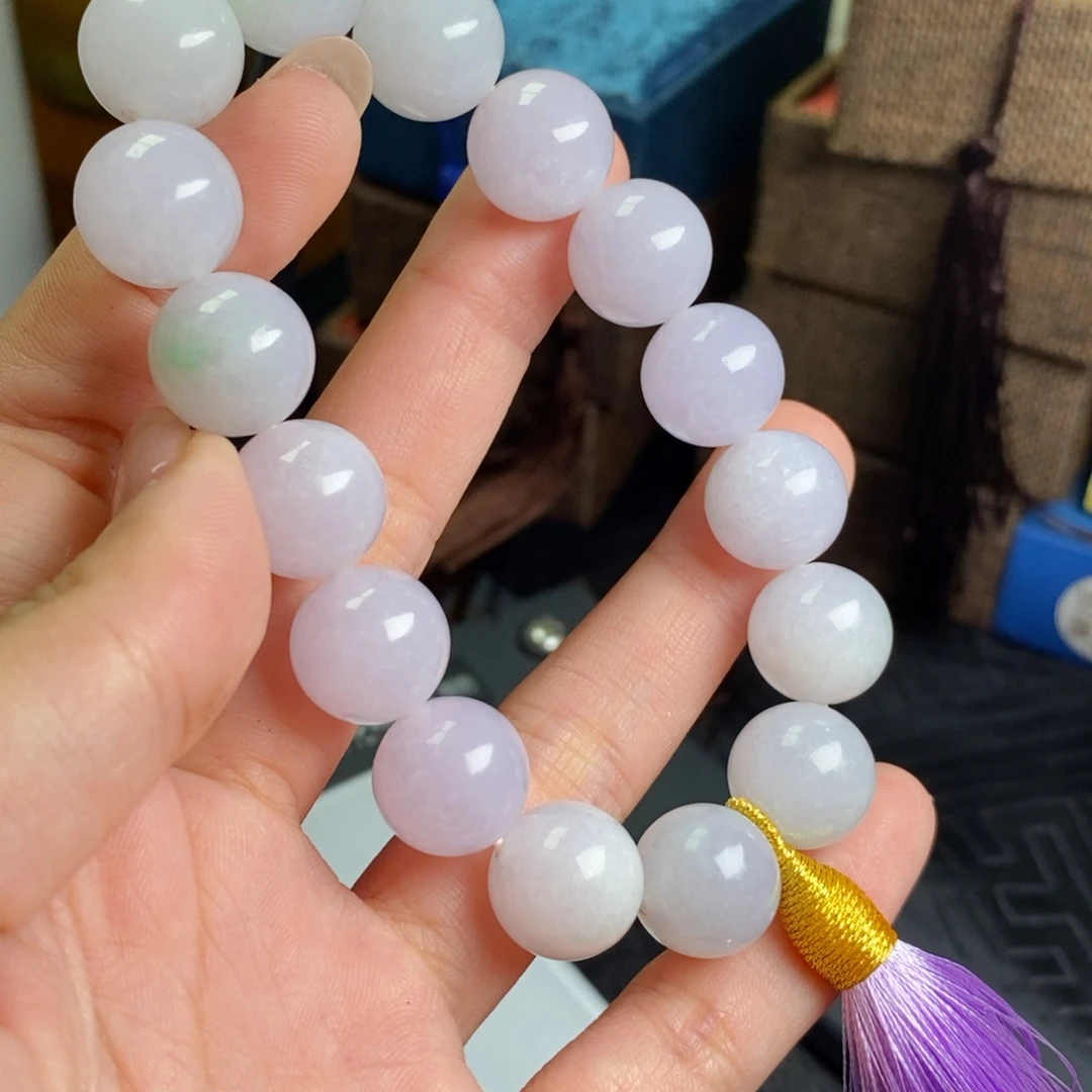 翡翠未镶嵌手链粉紫手串
