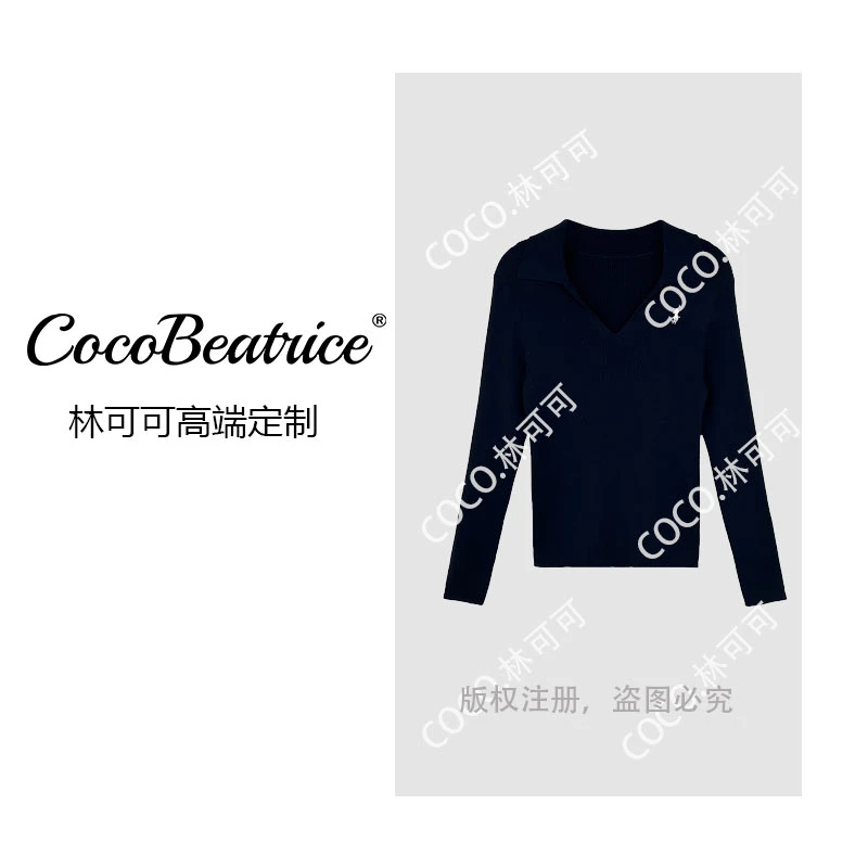 【COCO林可可】2025新款爆款经典翻领小马刺绣针织Polo衫女装