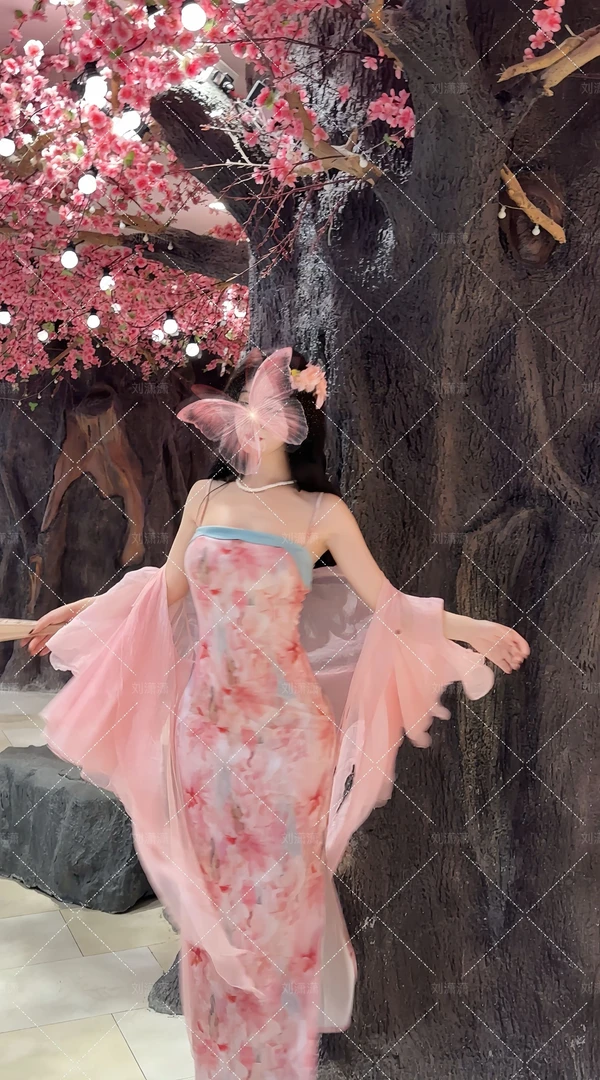 【飞花令】潇夫人夏季自制显瘦国风温柔新中式旗袍旗袍吊带裙女8016