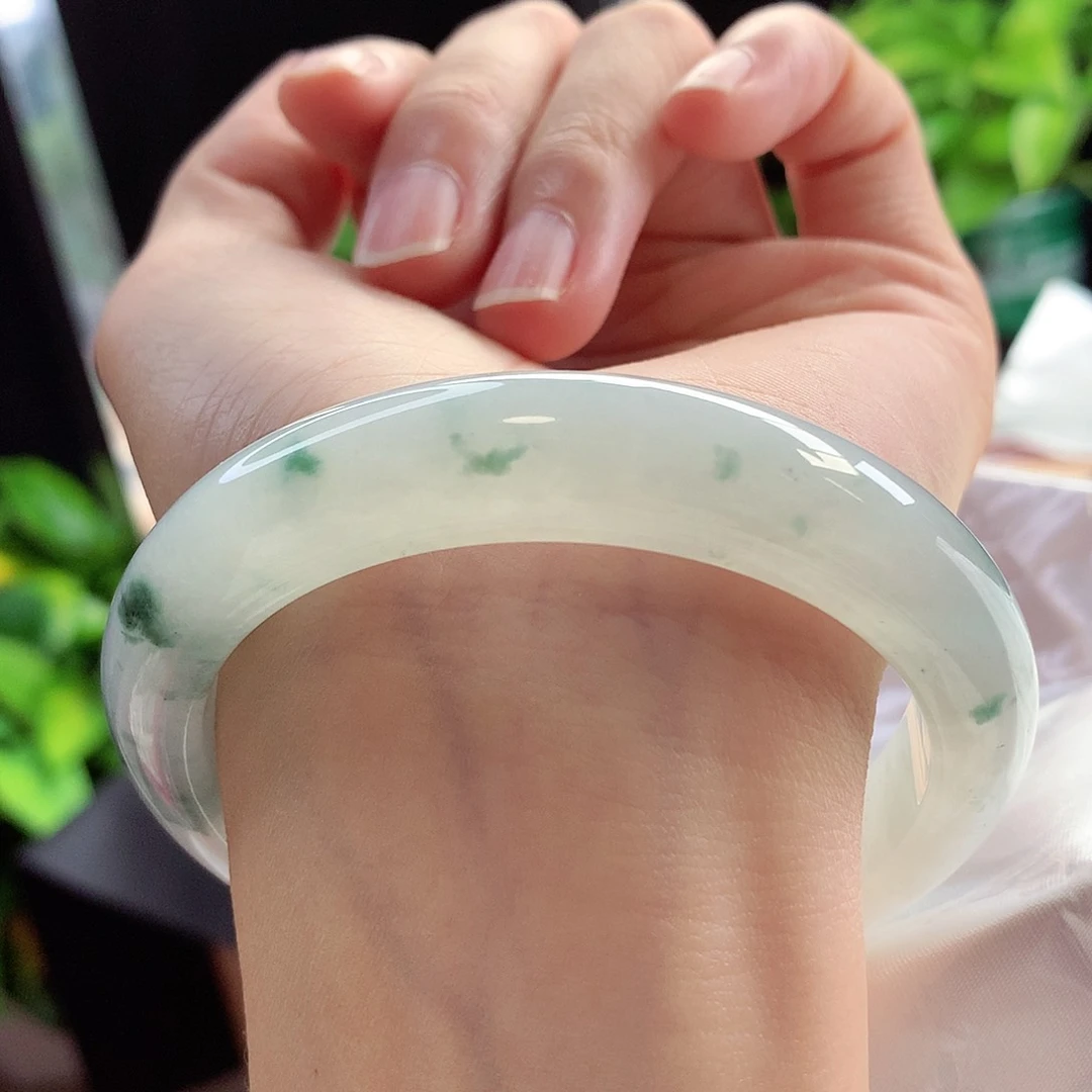 未镶嵌手镯翡翠58-59圈口冰飘法式碎花满天星14号