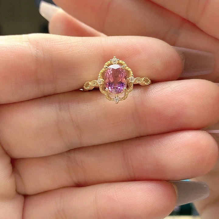 碧玺戒指银S925镶嵌纯天然