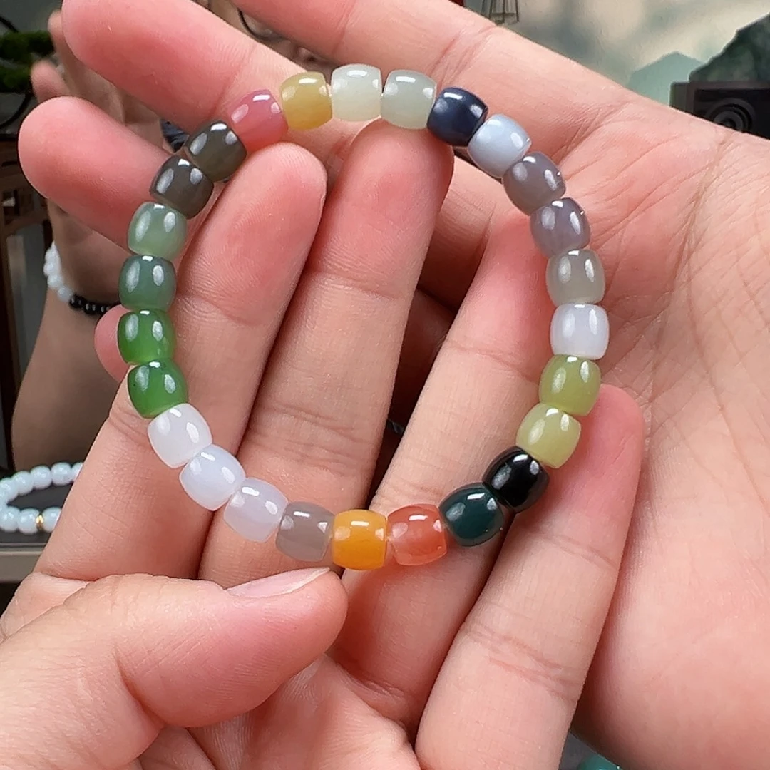 和田玉未镶嵌手链卡8mm多宝