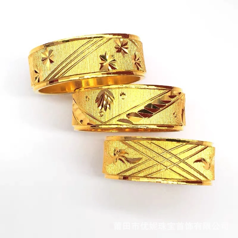 合金戒指 精工越南沙霸气车花宽版戒指男士闭口指环素圈戒子久不