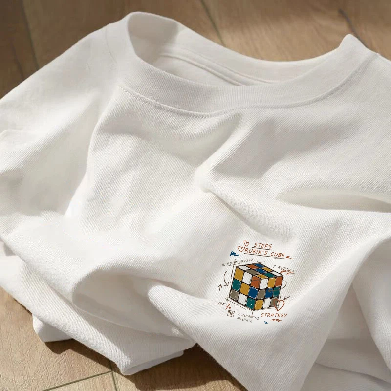 2025夏季新款纯棉短袖情侣同款夏季潮牌圆领上衣日系风百搭印花