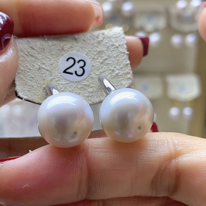 淡水珍珠耳饰银S925镶嵌