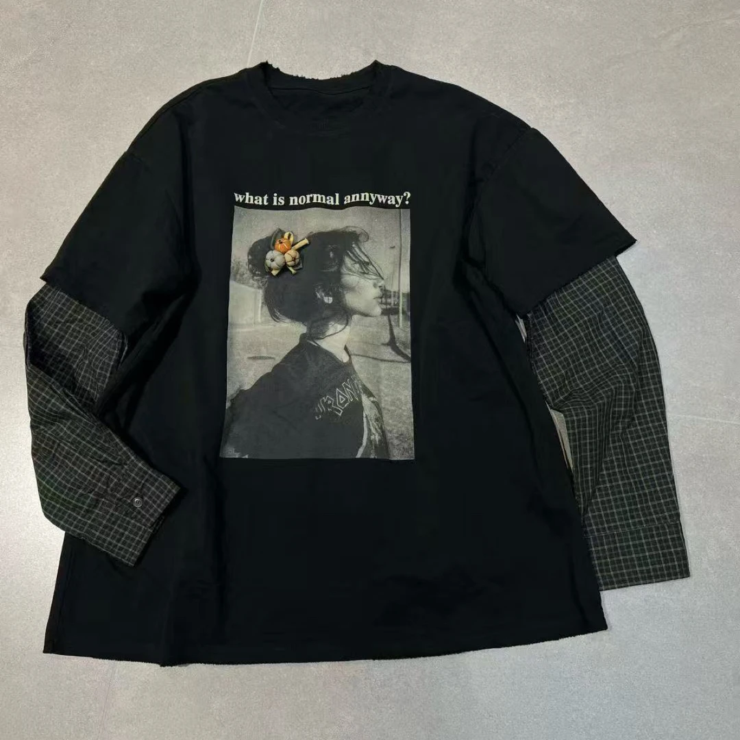 539891#BOBO秋季新款洋气宽松中长大版百搭复古休闲长袖T恤