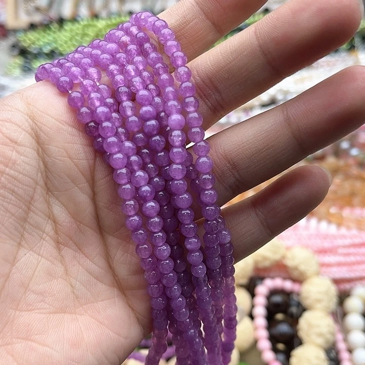 玛瑙/玉髓珠宝半成品未镶嵌一条4mm左右紫丁香