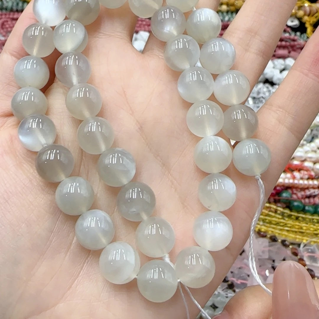 玛瑙/玉髓未镶嵌珠宝半成品一级银月光一条卡十