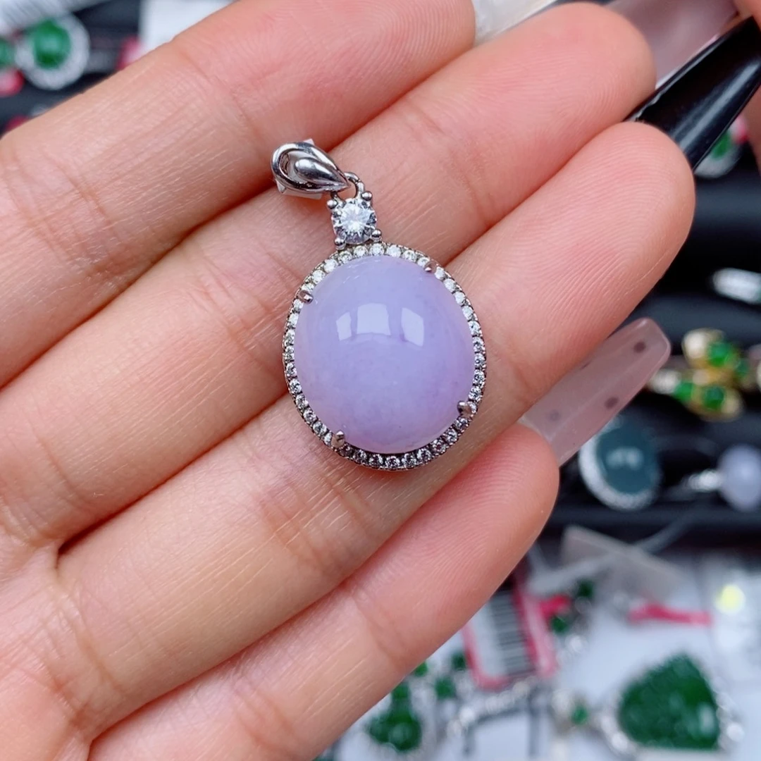 翡翠戒指银S925镶嵌吊坠