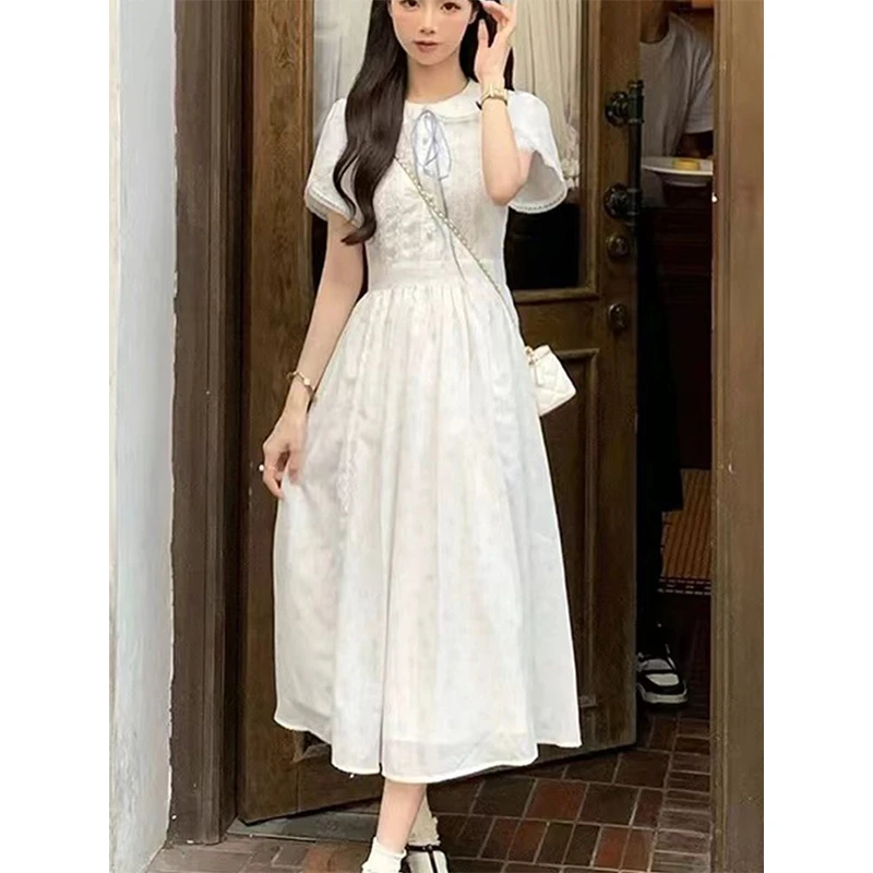 13少女法式娃娃领连衣裙12岁女孩夏季15初高中学生14大童甜美长裙