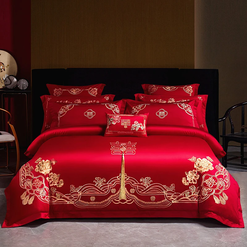 DR --【花开富贵金色】 重工刺绣婚庆四件套