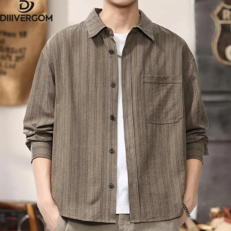DIIIVERGOM轻奢痞帅轻奢痞帅索皇高端条纹衬衫男高级感痞帅潮流百