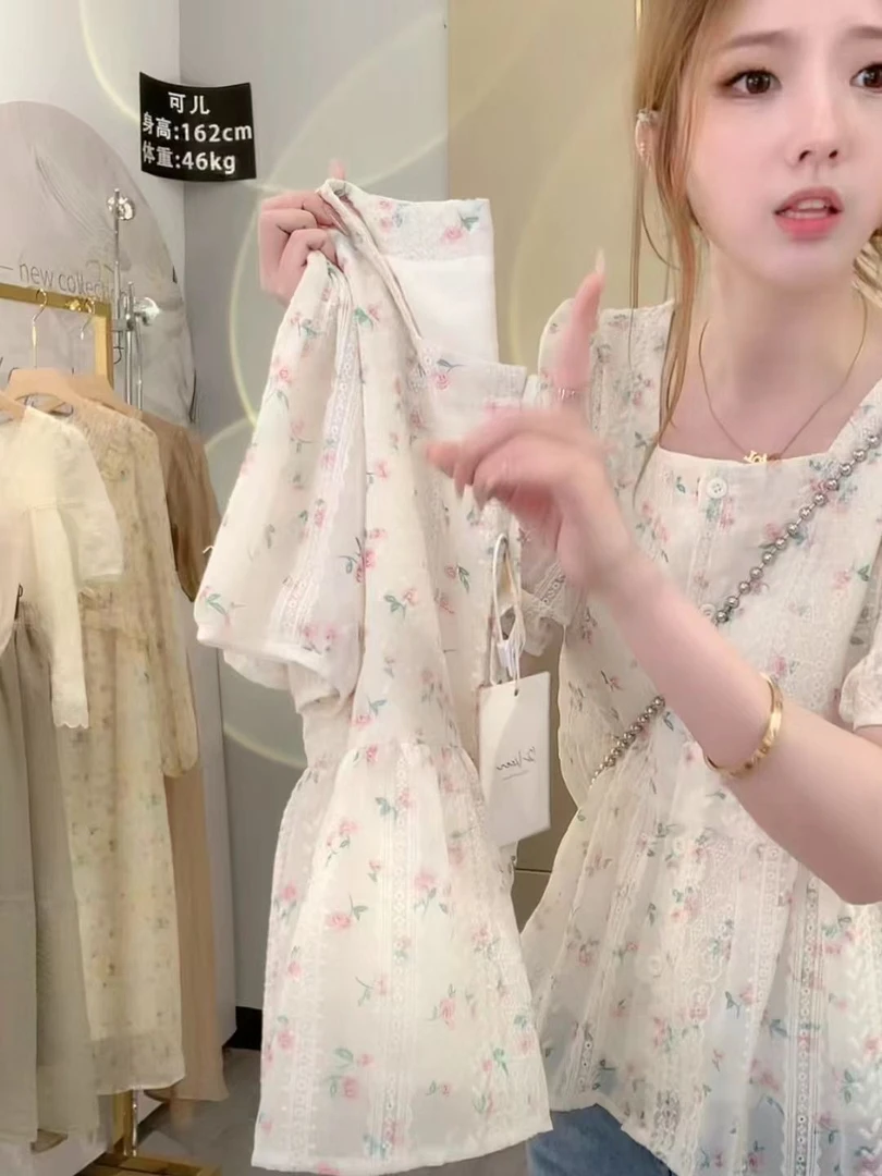 2025夏季爆款绣花上衣气质名媛中国风宽松显瘦高贵薄碎花时尚法式