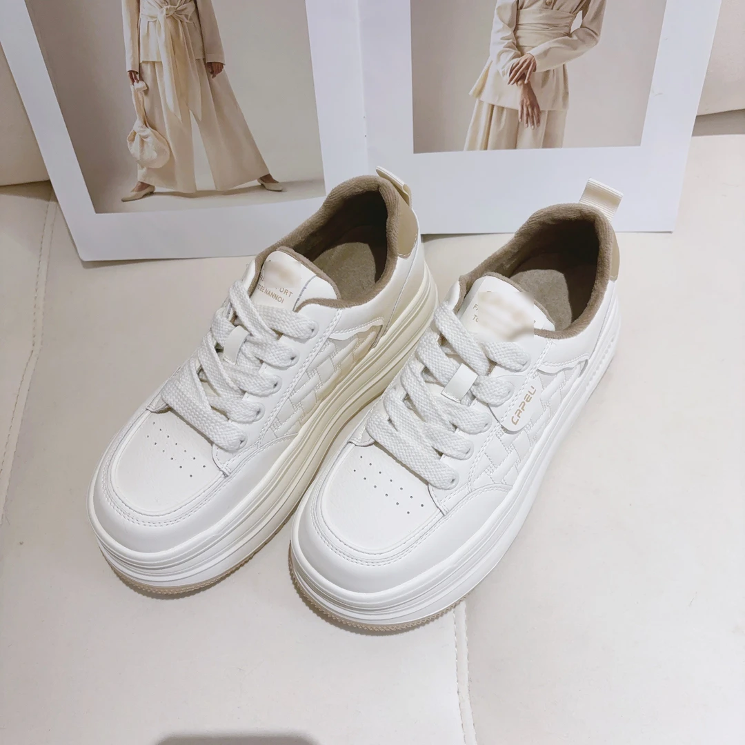 豆豆11 厚底增高加绒小白鞋2025冬季新款百搭休闲鞋-1709-6A