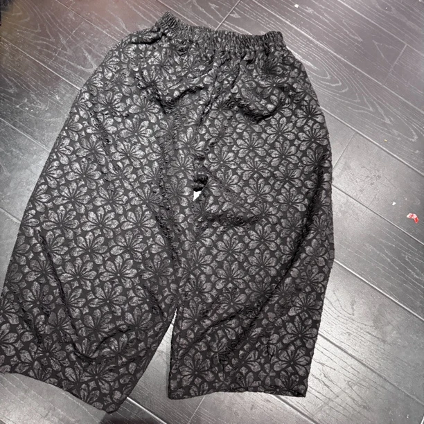 6625#《太阳花》重工国风提花休闲百搭显瘦提花裤子宽松秋冬外穿