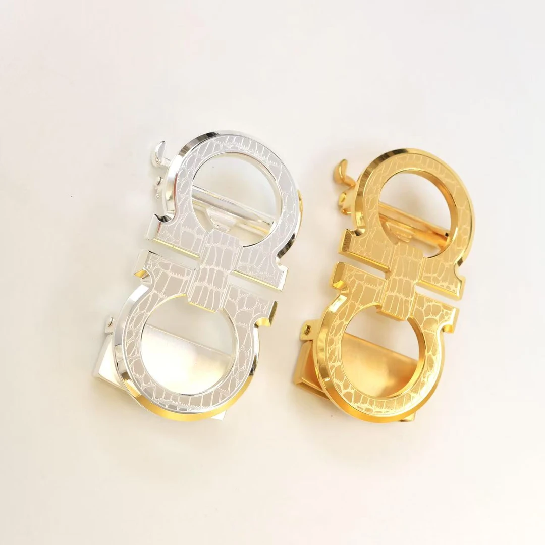 8字商务风包金包银皮带扣头3.8宽自动时尚百搭休闲青年皮带头扣头