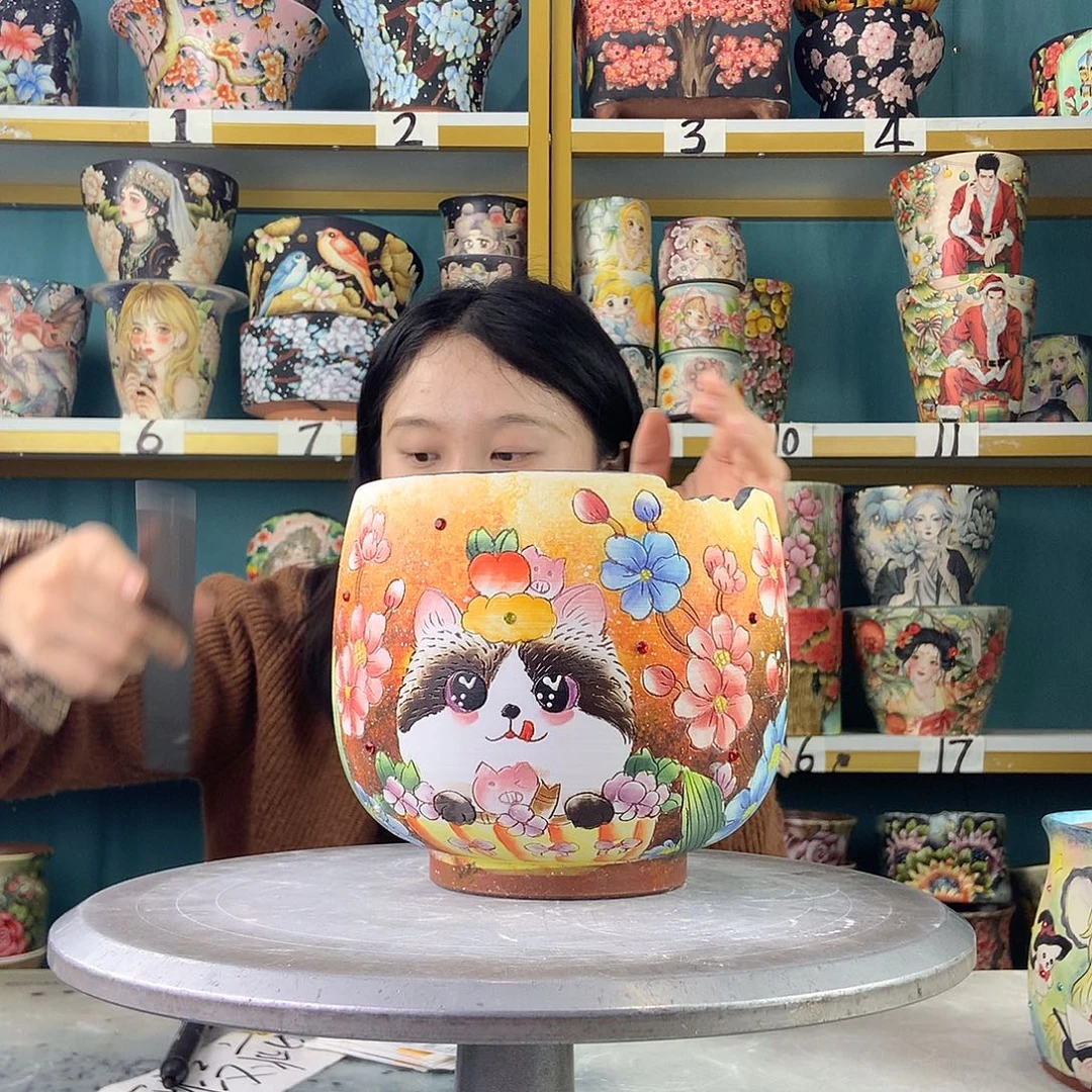 陶景德镇手工花盆932