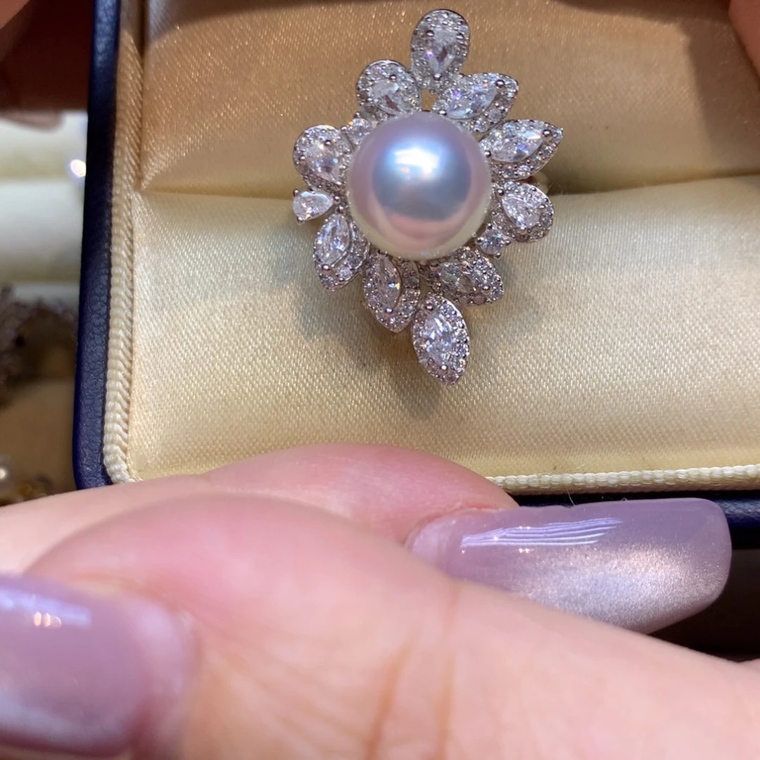 银S925镶嵌戒指海水珍珠