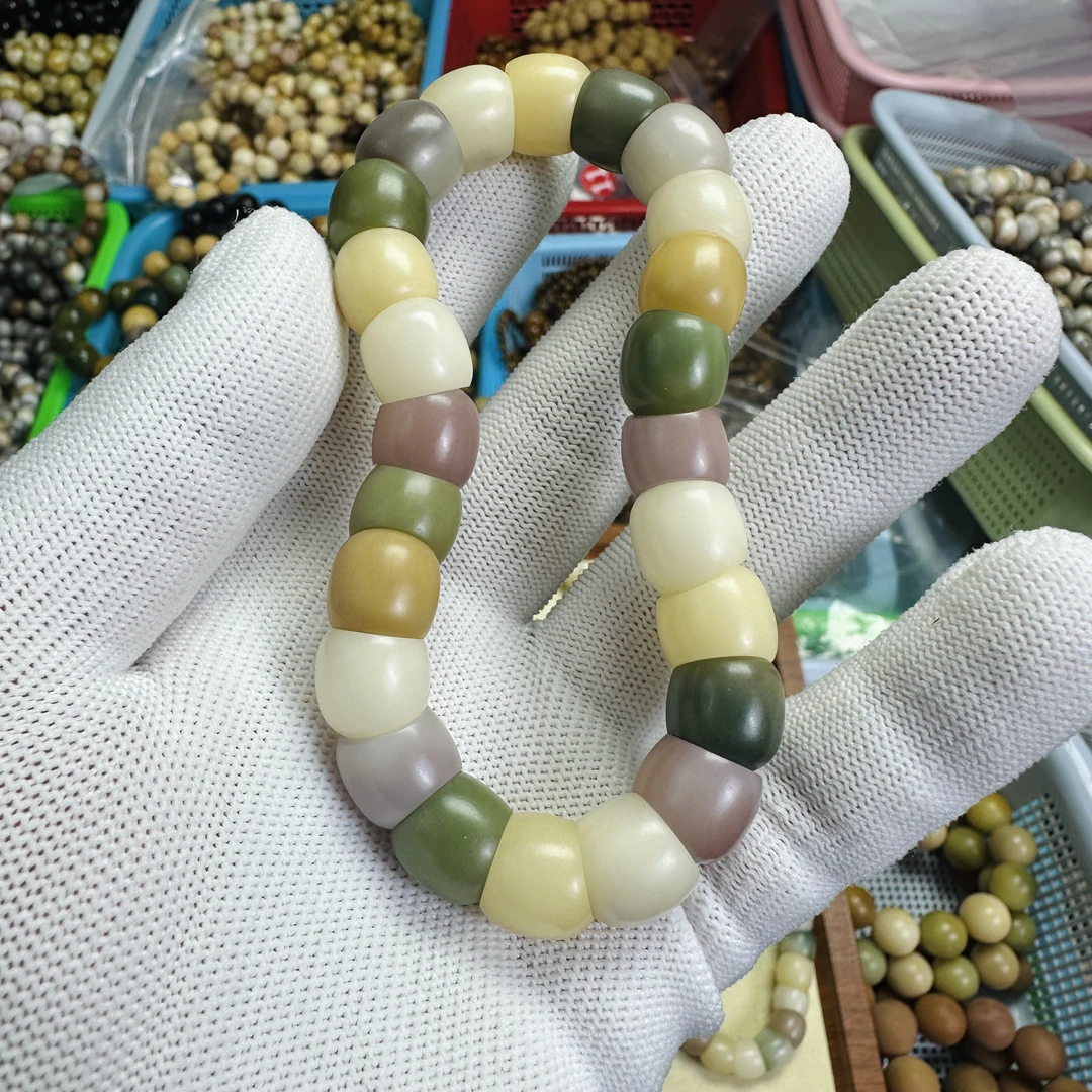 年糕丝滑肠天然菩提手串白玉菩提绕指柔文玩盘玩佛珠念珠解压神器