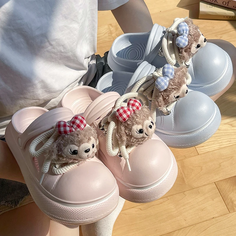 2025新款厚底洞洞鞋夏季可爱外穿雪莉玫少女百搭沙滩包头凉拖鞋