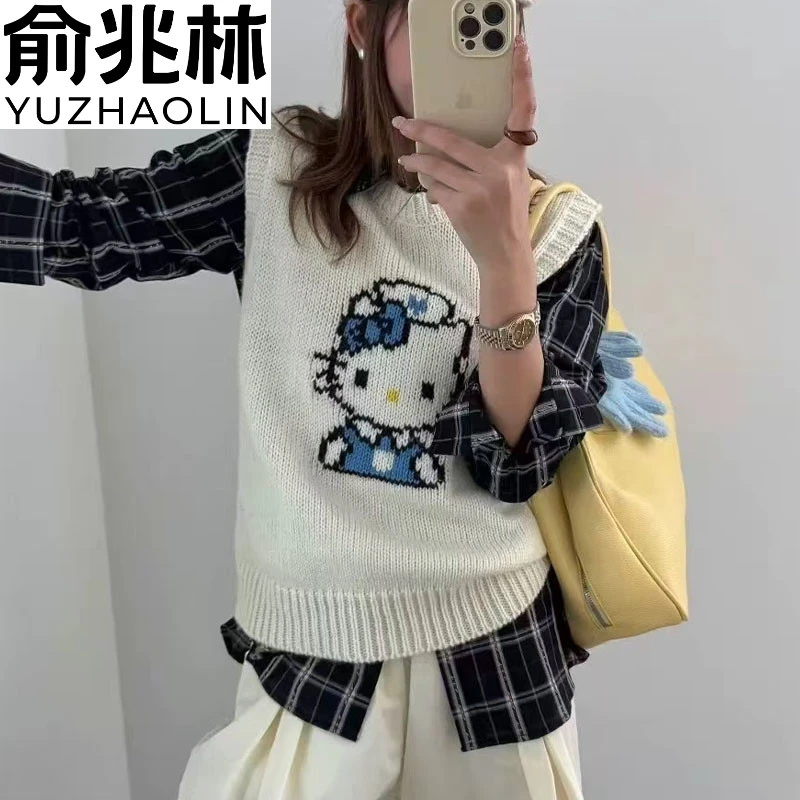 俞兆林凯蒂猫甜美针织马甲背心女外穿2025新款宽松坎肩