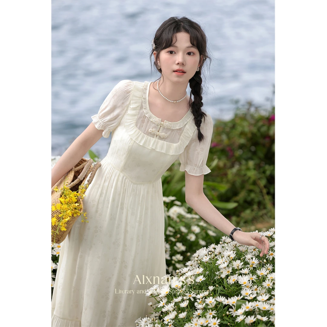 鹿向南【粉丝福利】茉茉 法式设计感连衣裙a字裙L37203