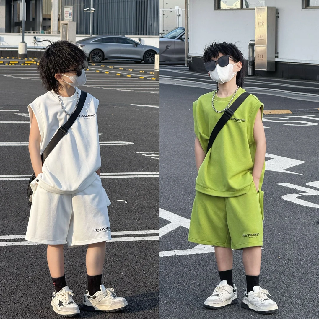 现货THE LUHAN【酷野不羁】夏季时尚运动亲子装中大童帅气套装25194