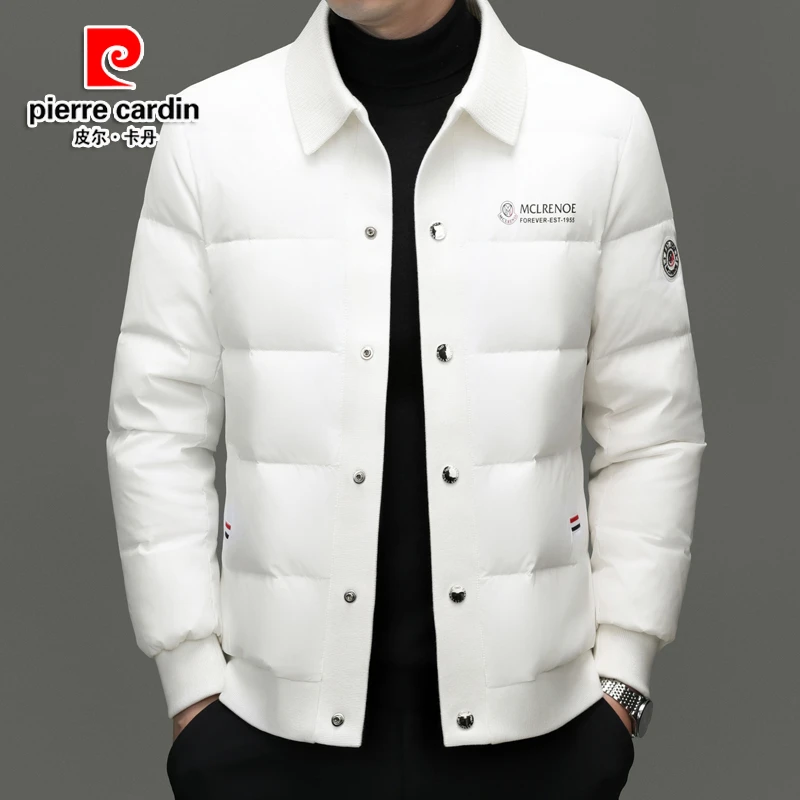皮尔卡丹轻盈保暖男士羽绒服时尚休闲翻领白鸭绒冬季潮流男装外套