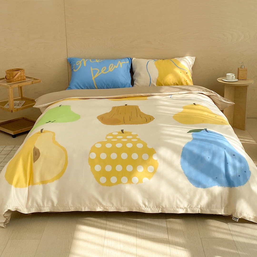 onepear 原创设计感60支全棉四件套单人床单被套三件套韩系慵懒风