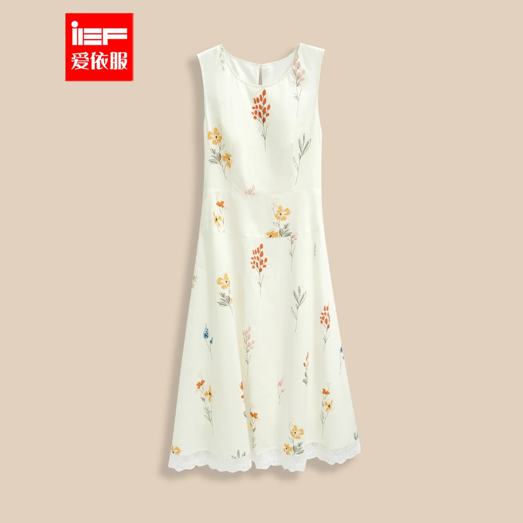 IEF/爱依服裙子2025夏季新款法式成熟气质感度假风花色背心长裙