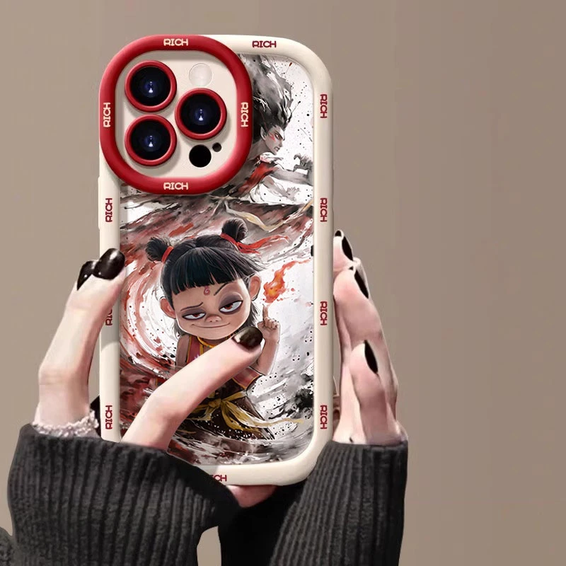 水墨画哪吒适用苹果16promax手机壳iphone15/14硅胶13泡芙壳12/11