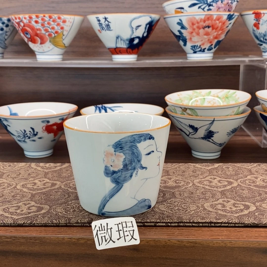 釉下彩老陶泥手工绘制