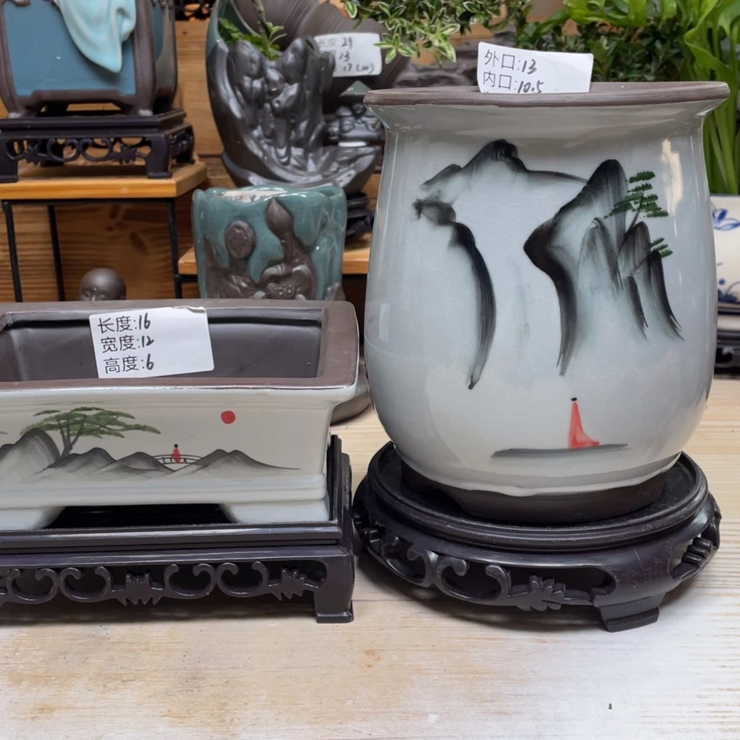 紫砂茶杯陶瓷艺术花盆陶瓷