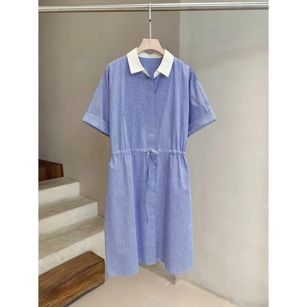 『朱小姐』棉涤色织格纹布连衣裙 G060