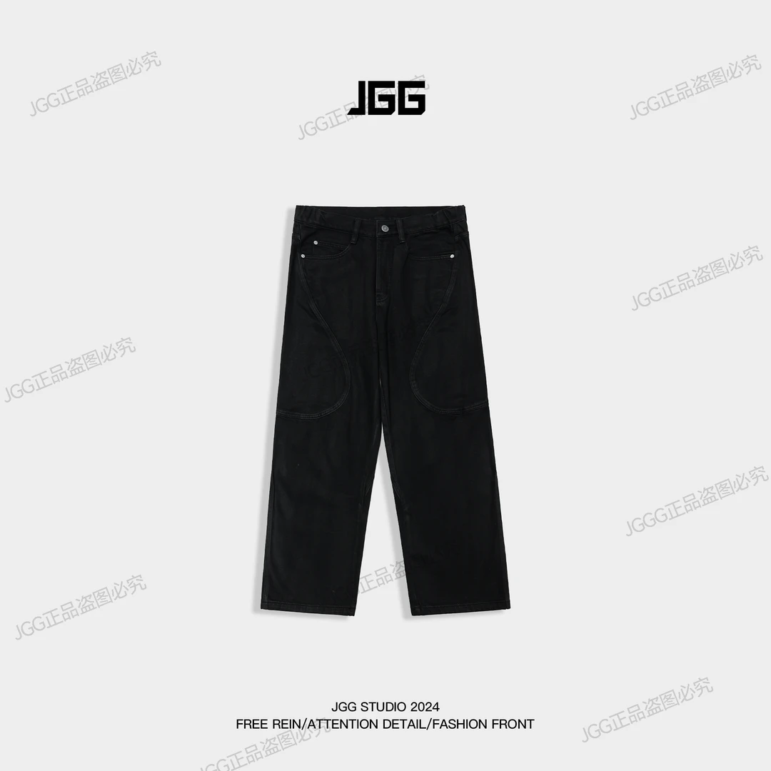 鸡哥哥24A/W 秋冬收官直筒黑牛 多片拼接式百搭牛仔裤