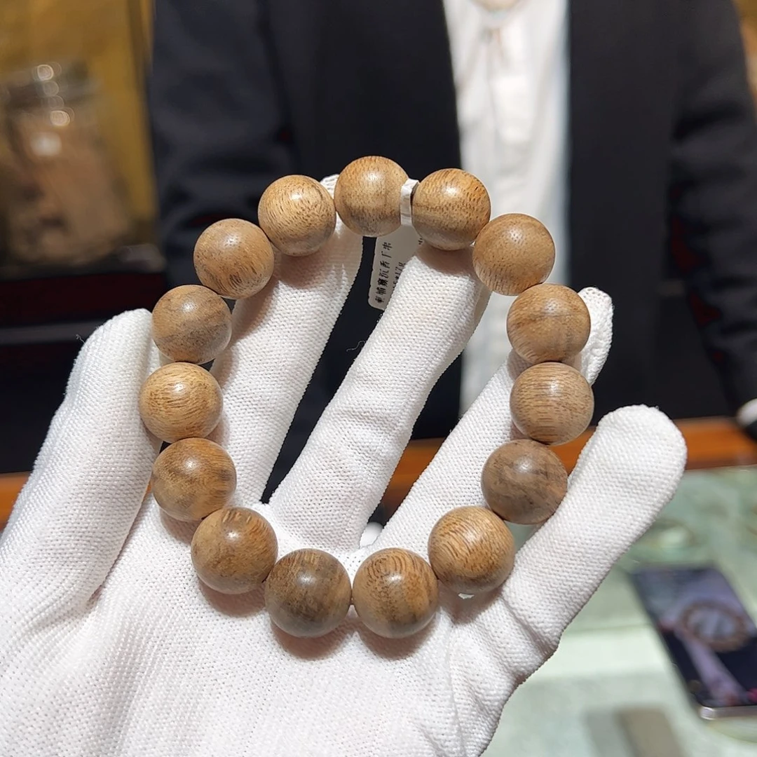 沉香手串14mm天然沉香柬埔寨圆珠单圈17g左右