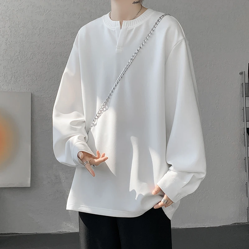 小V领卫衣男款2025秋冬新款宽松百搭长袖纯色重磅潮流休闲上衣