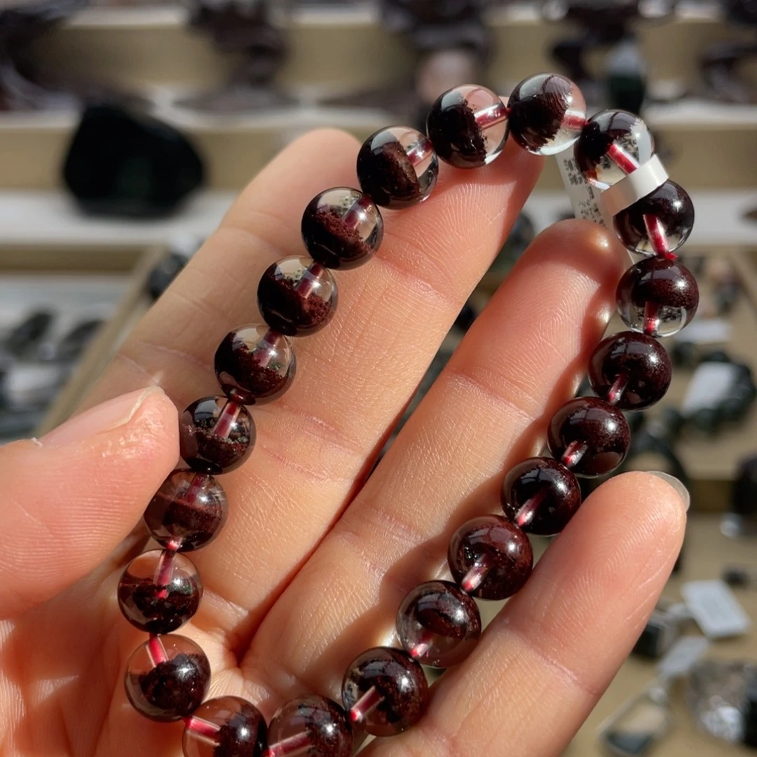 盈***盈手链未镶嵌水晶红幽灵聚宝盆手串