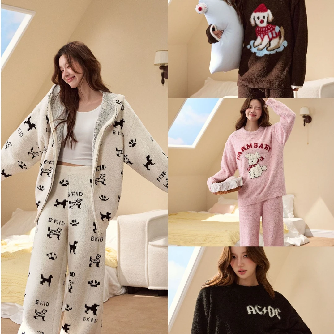 【月亮】J100-149百搭家居服睡衣套装轻奢半边绒